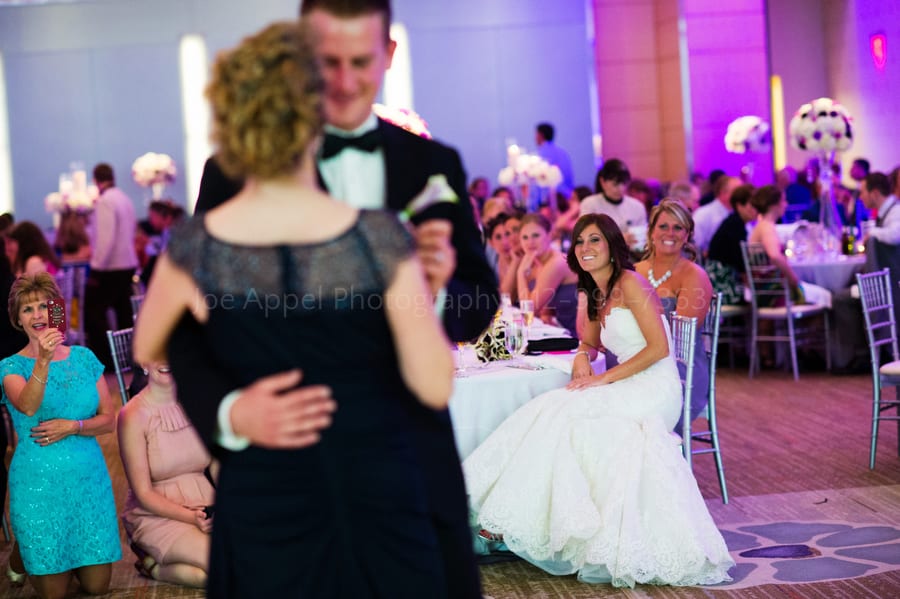 bride watches as her husband and his mother dance fairmont pittsburgh wedding