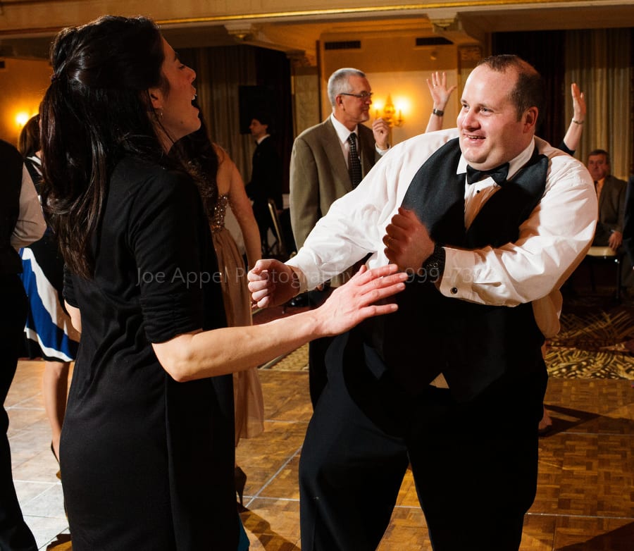 best man and his wife dance in the main ballroom at the William Penn hotel William Penn Hotel Wedding Photography