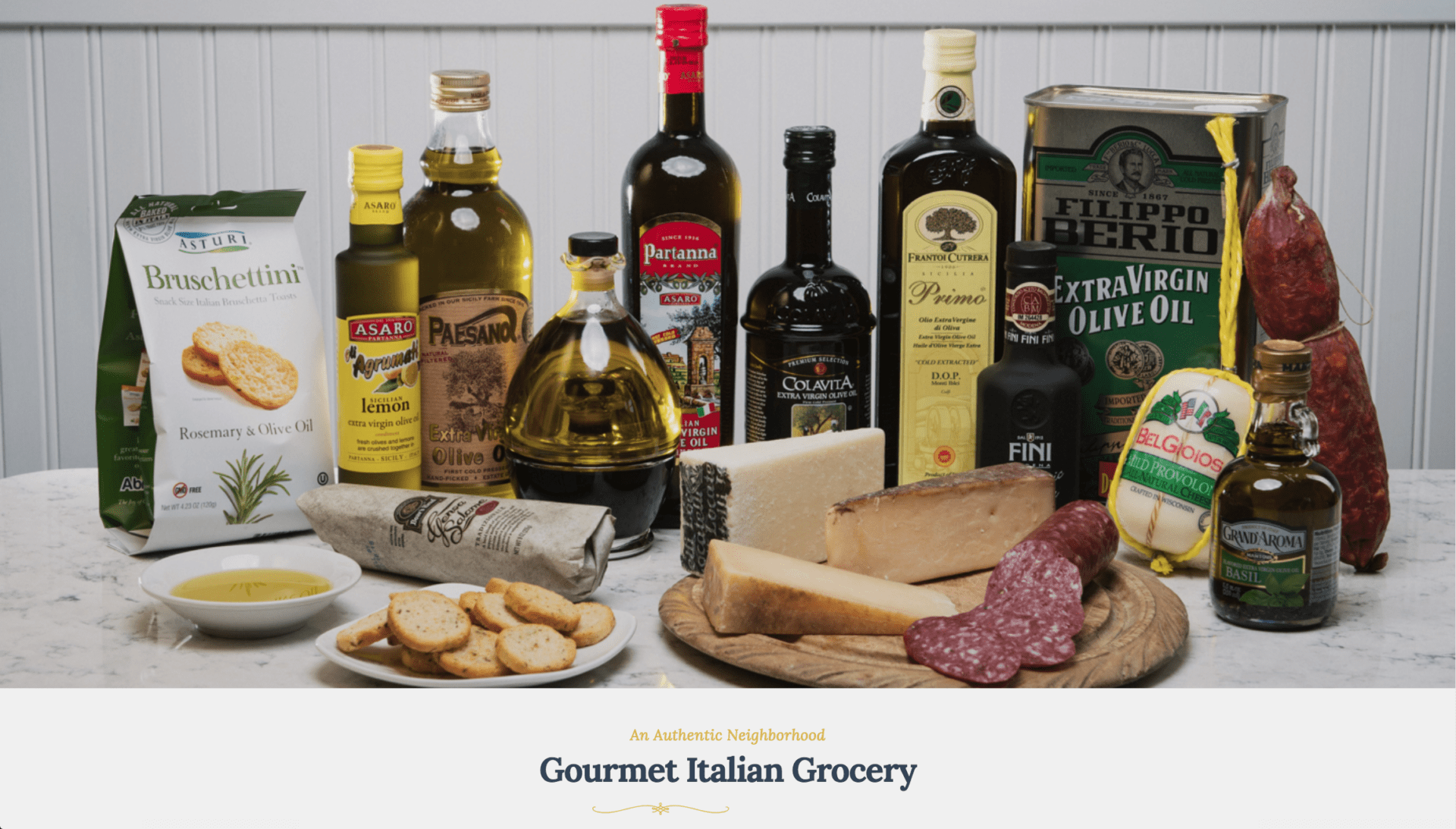 Olive oil, cheese, meats, crostini done for Commercial Photography Labriola's Market.