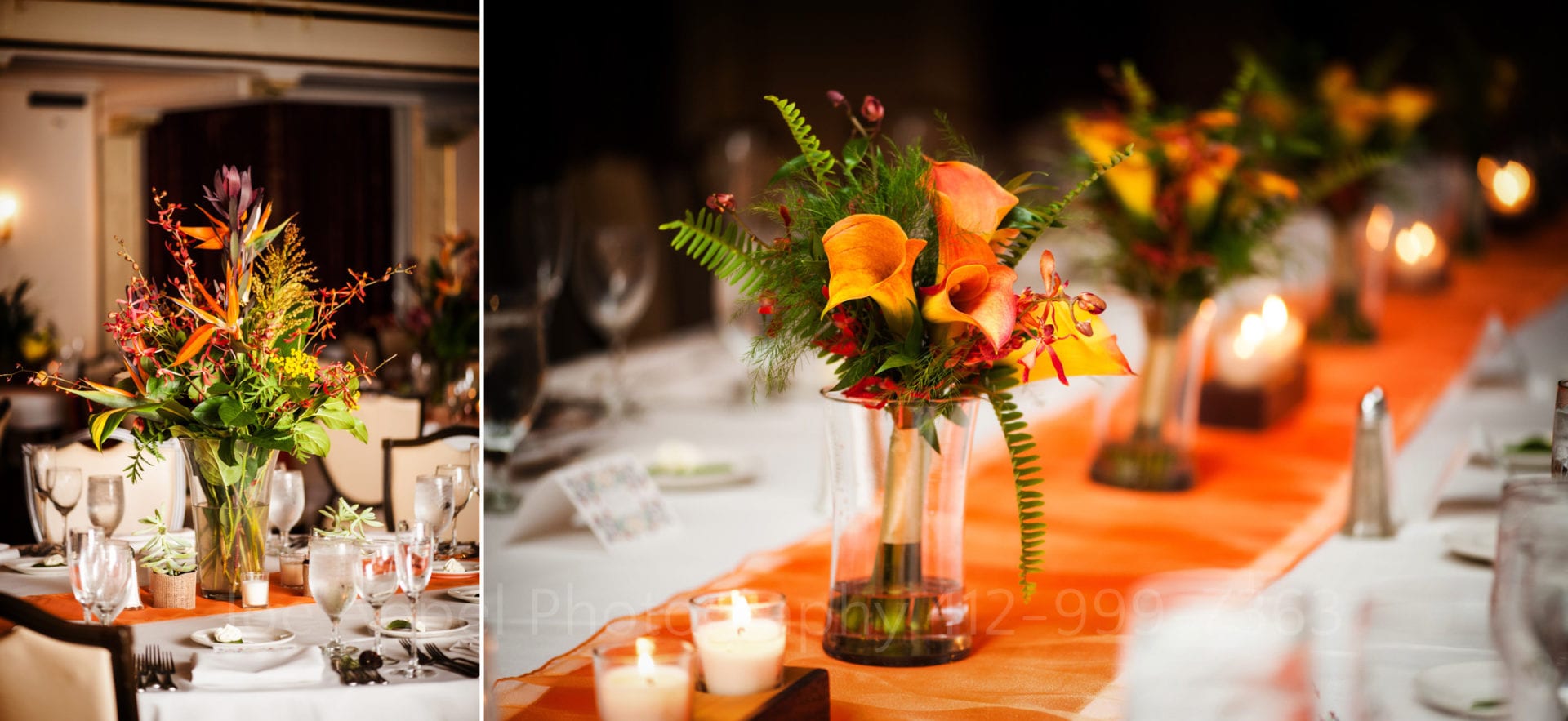 orange red and yellow floral centerpieces
