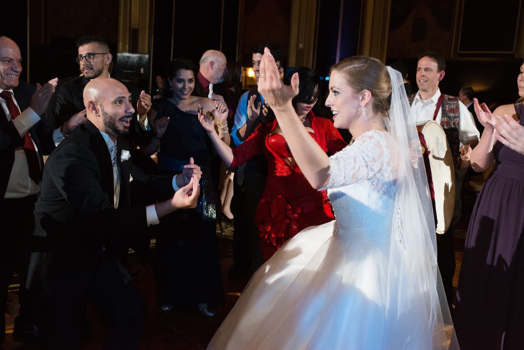 A bride and groom dance as they enter their Coptic Wedding at the William Penn.
