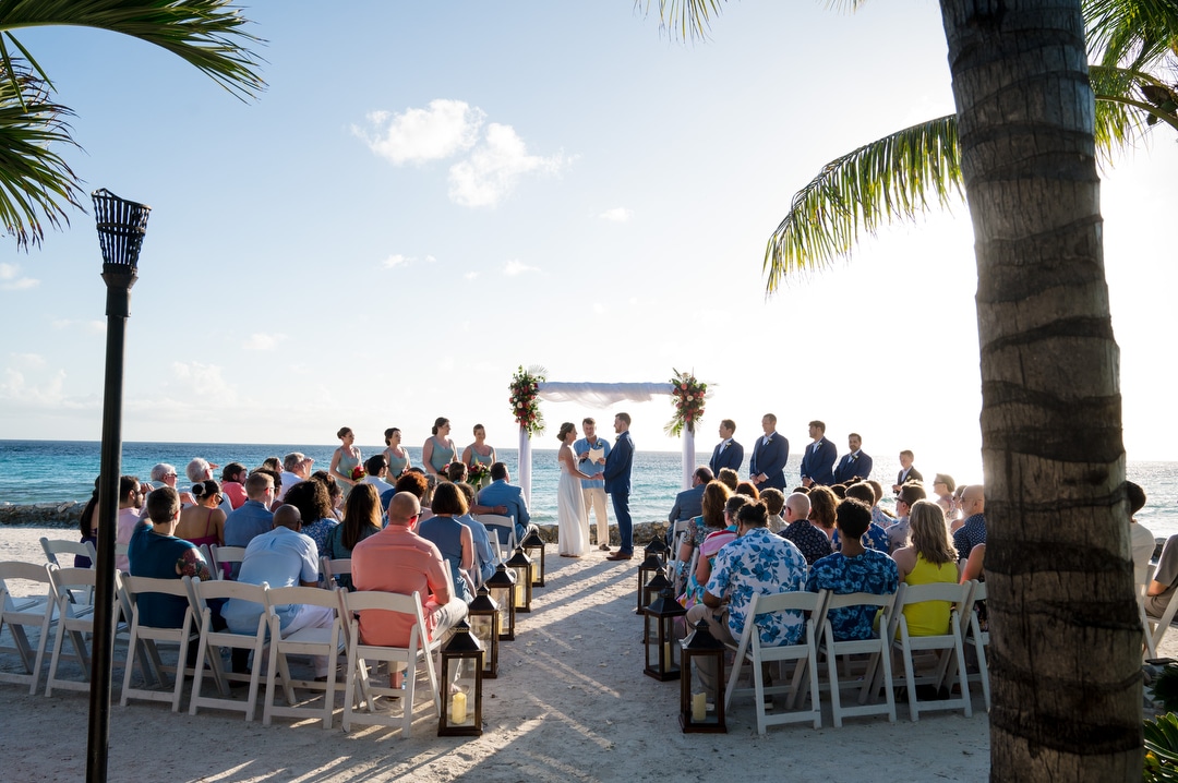 A destination wedding on a beach in Aruba.