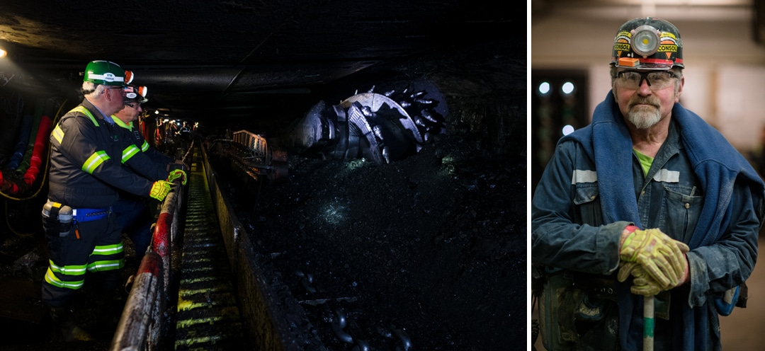 Coal miners in a mine near Pittsburgh.